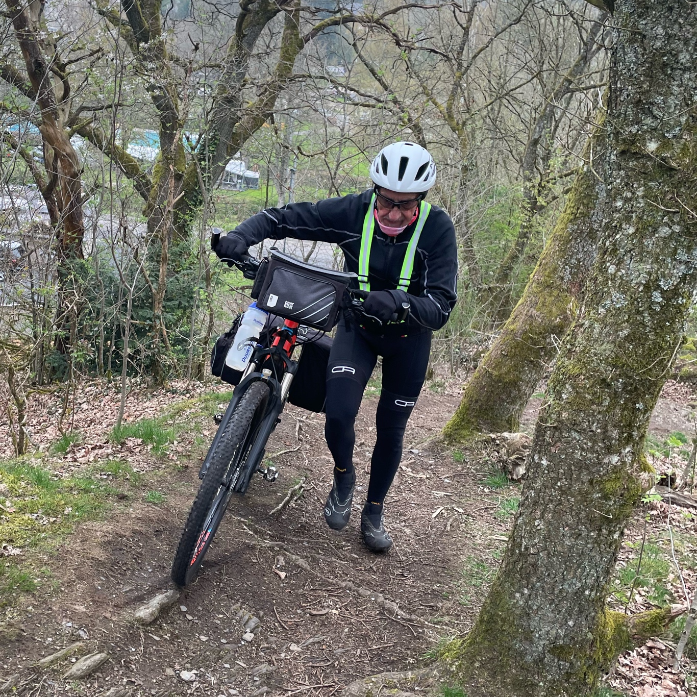 Just started and already pushing our bikes.