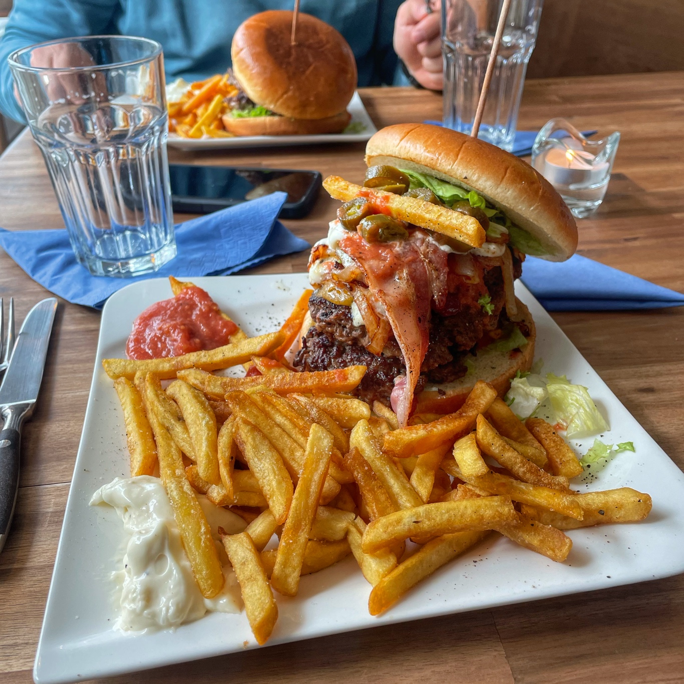 Biggest hamburger we could order 😇