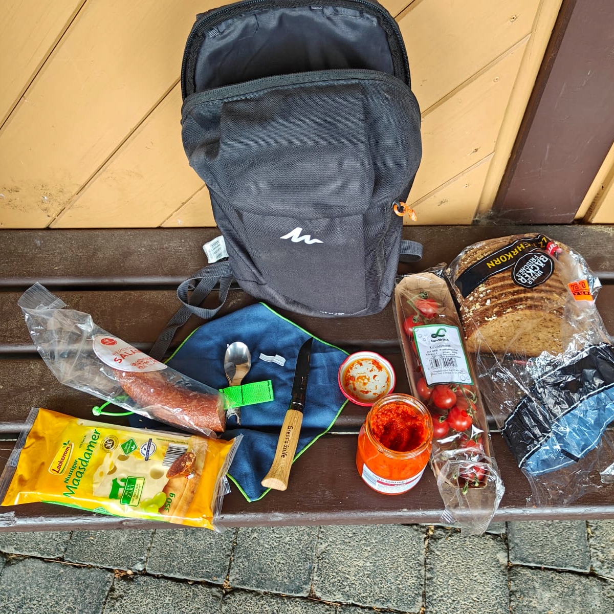 Lunch at the bus stop