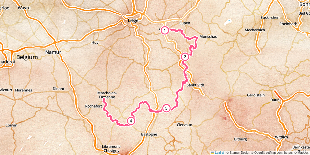 Map showing the complete route