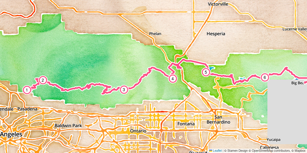 Map showing the complete route