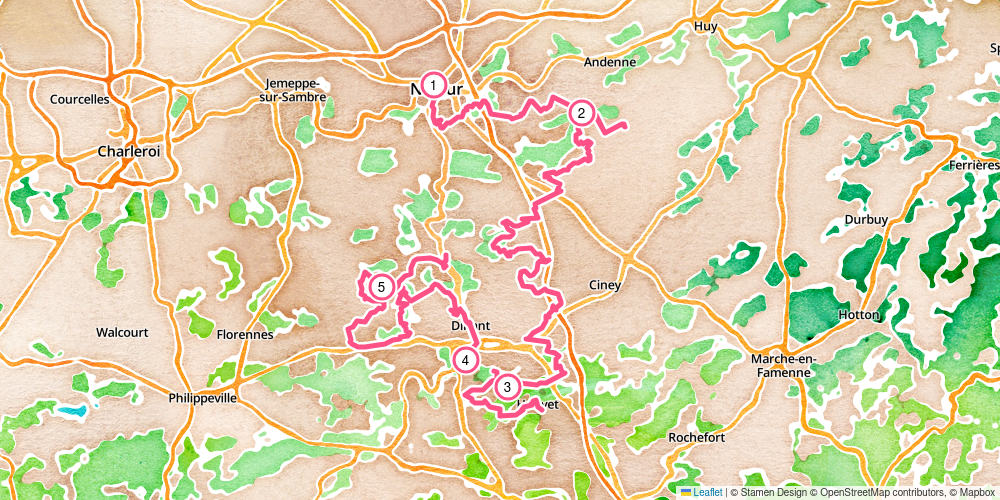 Map showing the complete route