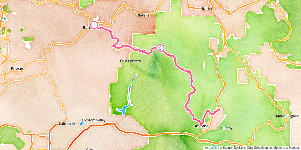 Map showing the complete route