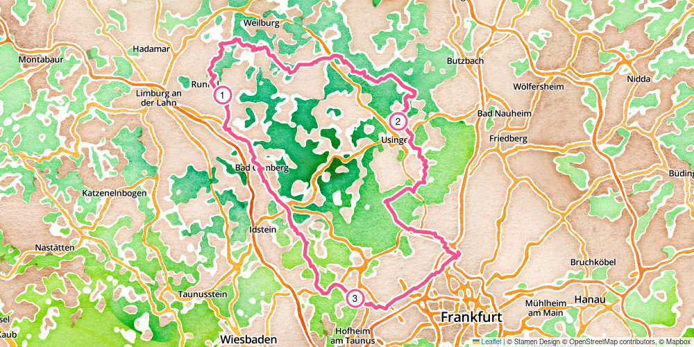 Map showing the complete route